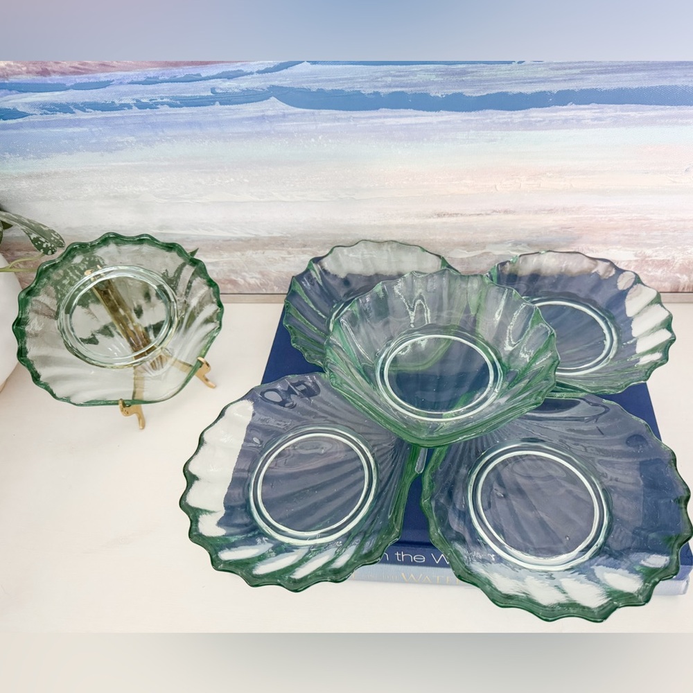 Green Sea Glass Shell Dishes
